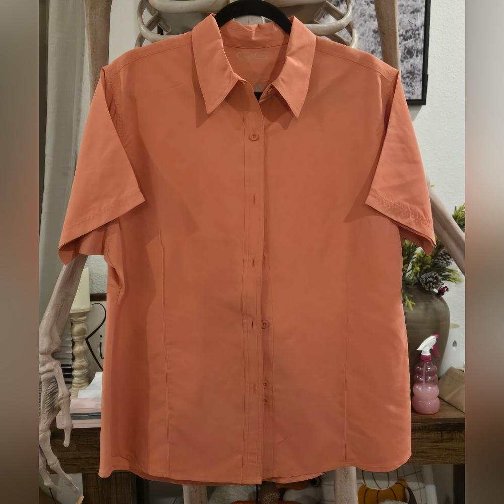 Women's Orange Button Down Shirt